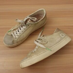 White Leather Sneakers Women 5.5 Casual 36 Hill Low Stardust Platinum DATE